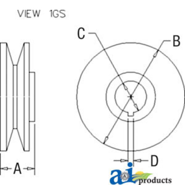 A & I Products Pulley, 1V-Groove 4" x4" x2" A-GDR5002